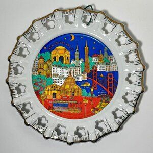 Vintage MICO San Francisco Scene Colorful Decorative Wall Decor Plate, 8 in